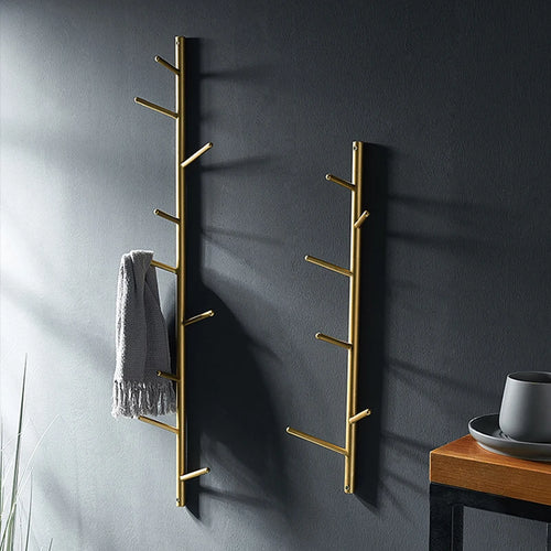 Porte manteau arbre doré mural