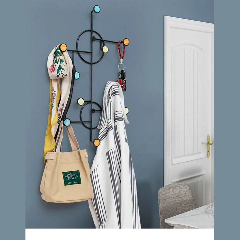 Porte manteau design noir avec crochets colorés