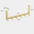 Dimensions diagram for gold aluminum over-the-door hook rack