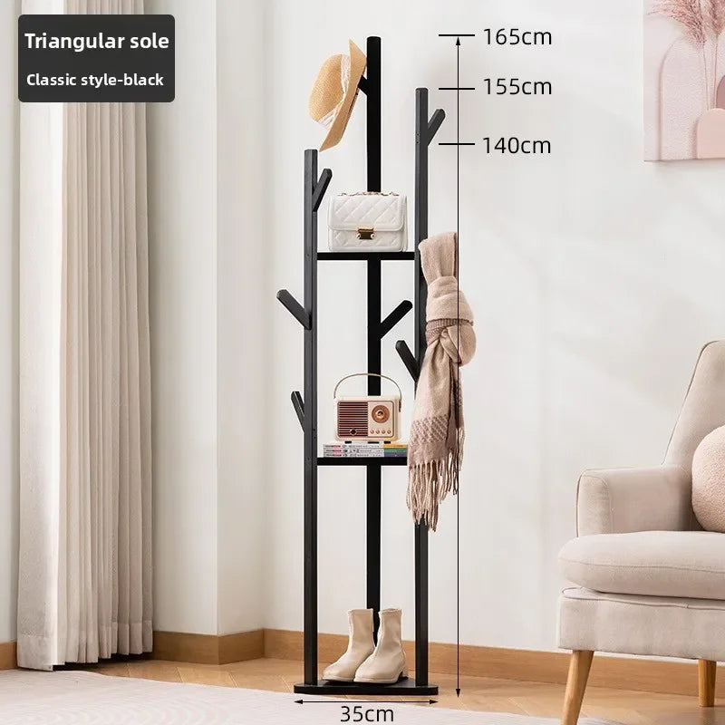 Porte manteau en bambou avec deux plateaux et trois organisateur latéraux