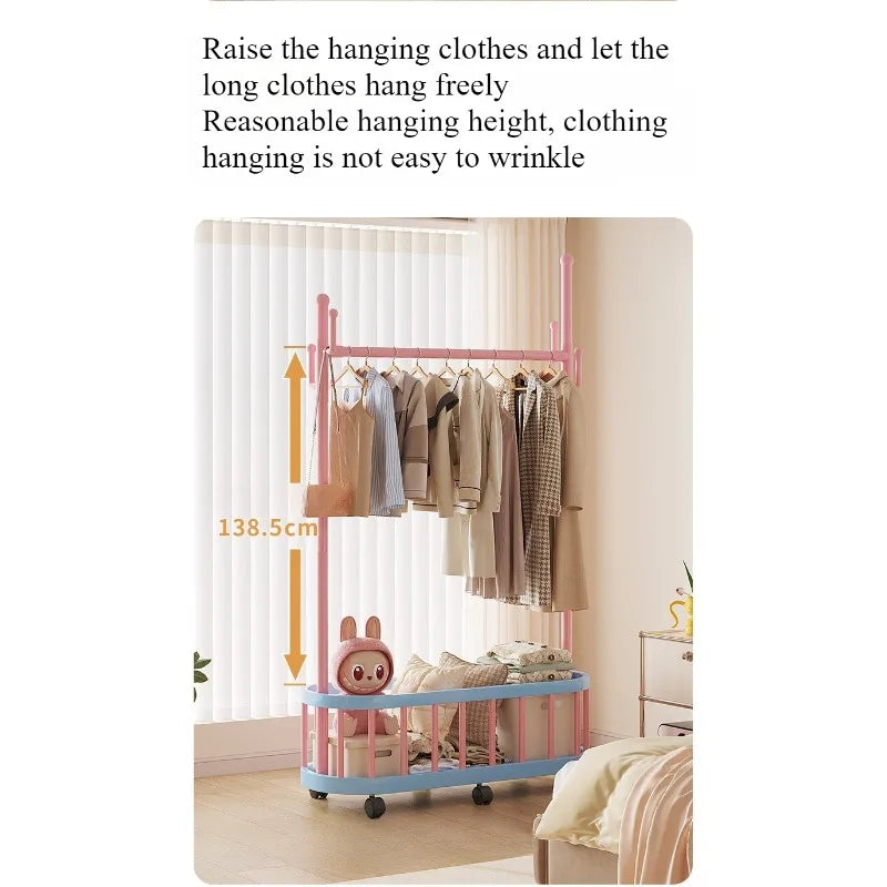 Porte manteau enfant à roulettes bac de rangement forme cactus