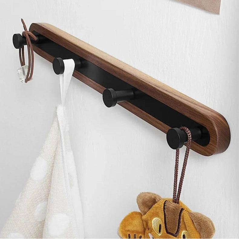 Porte manteau entrée bois et métal noir design contemporain