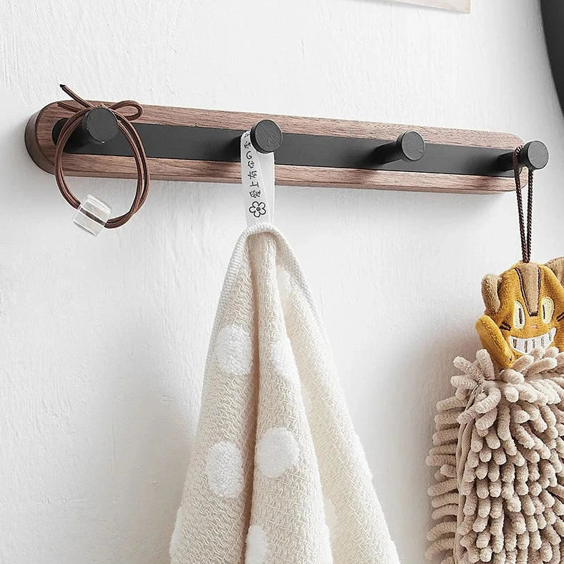 Porte manteau entrée bois et métal noir design contemporain