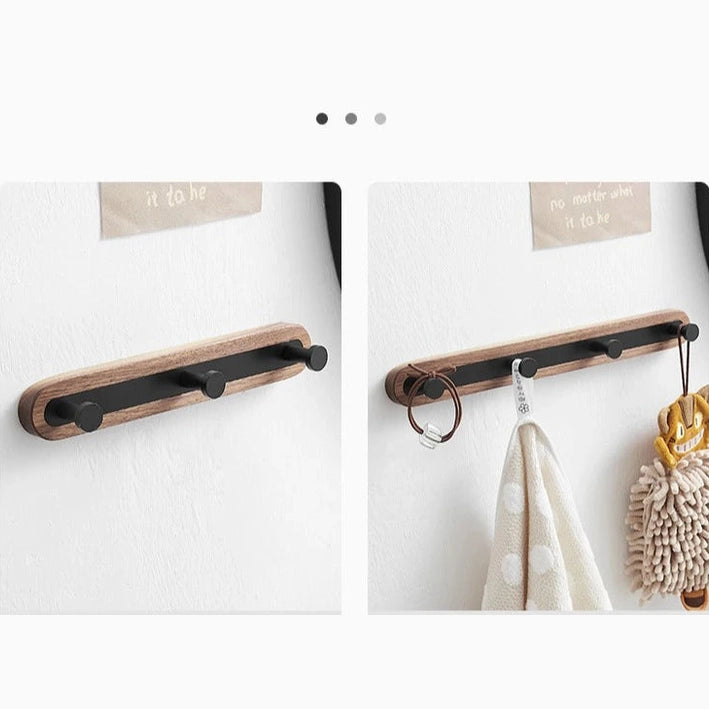 Porte manteau entrée bois et métal noir design contemporain