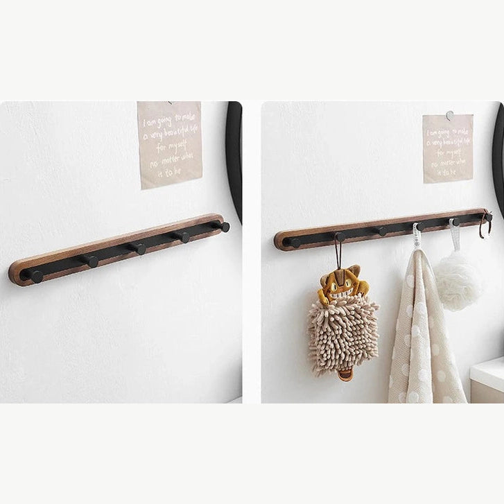 Porte manteau entrée bois et métal noir design contemporain