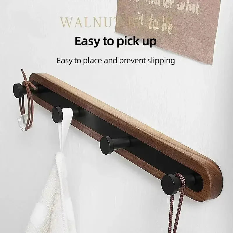 Porte manteau entrée bois et métal noir design contemporain