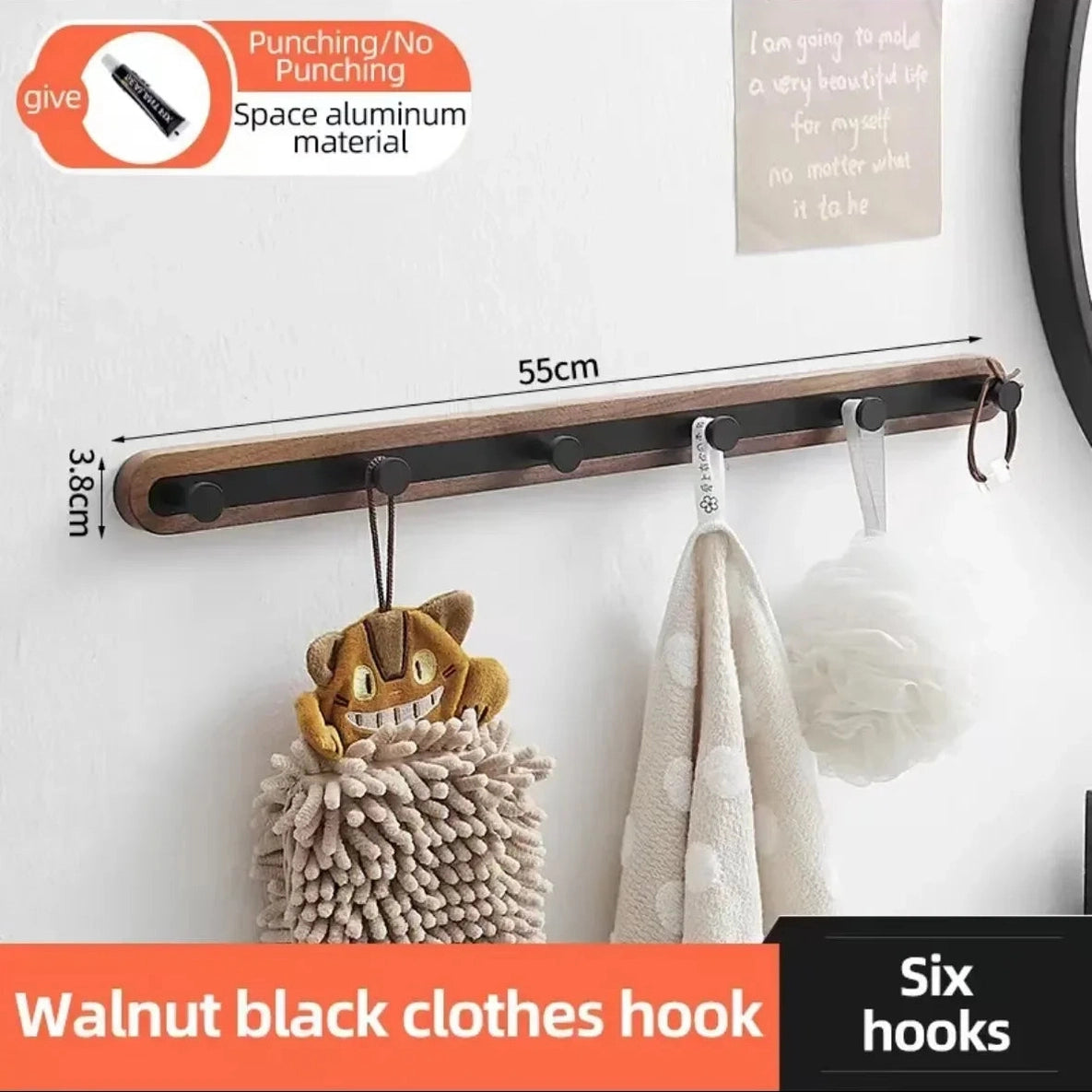 Porte manteau entrée bois et métal noir design contemporain