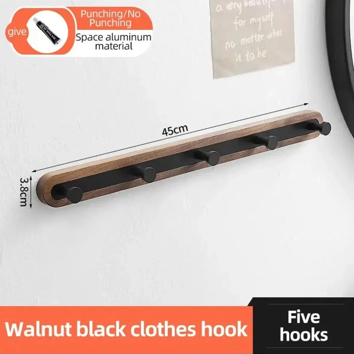 Porte manteau entrée bois et métal noir design contemporain