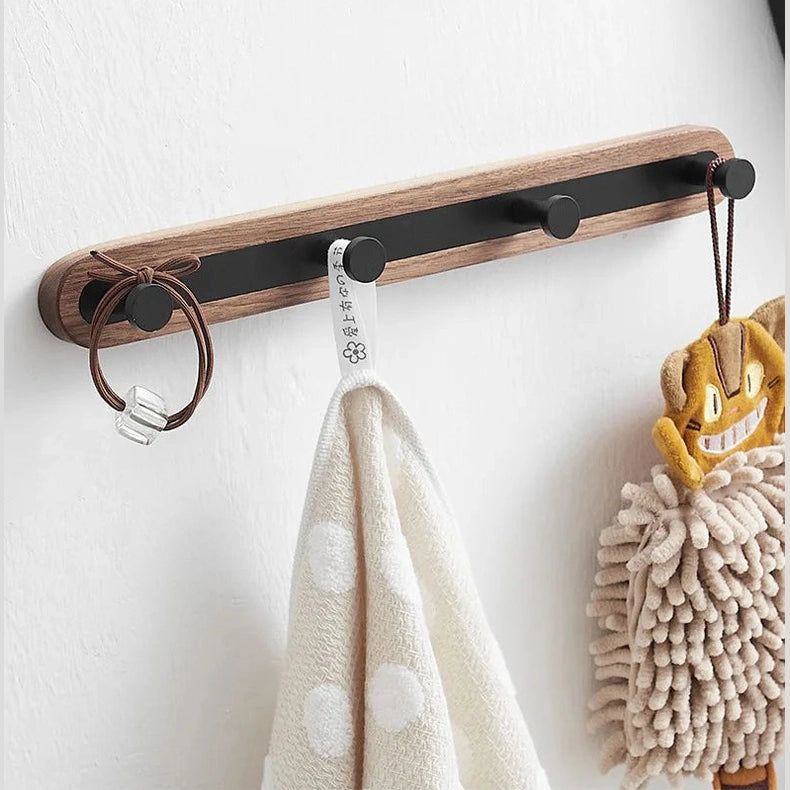 Porte manteau entrée bois et métal noir design contemporain