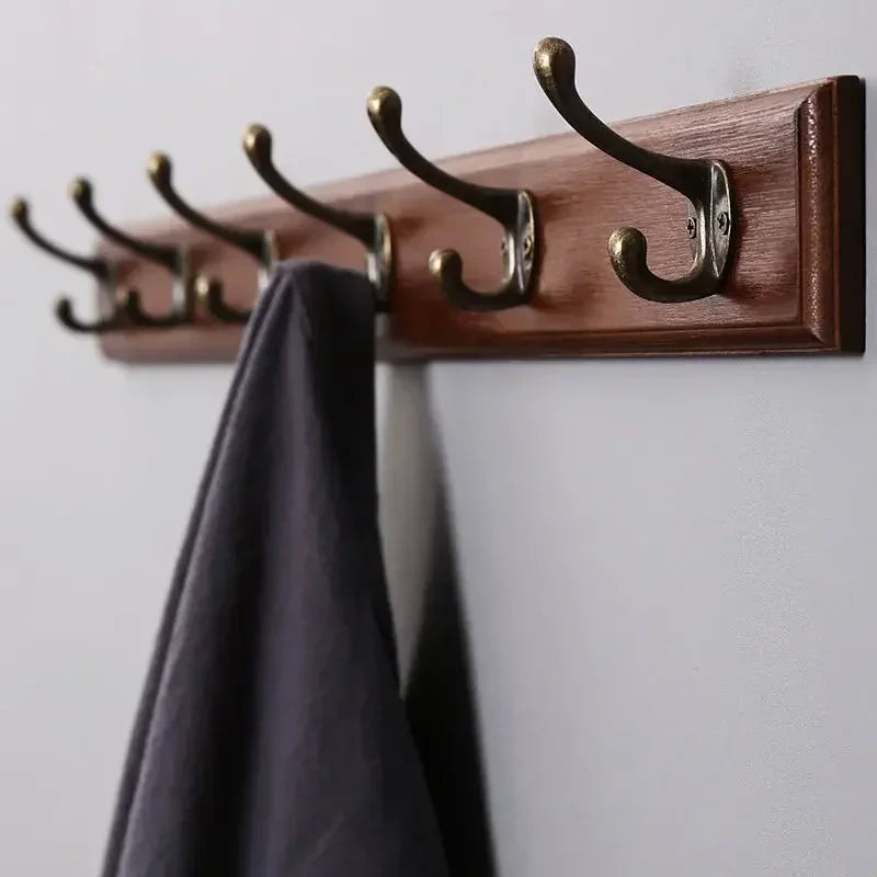 Porte manteau mural crochets rustique plateau bois massif