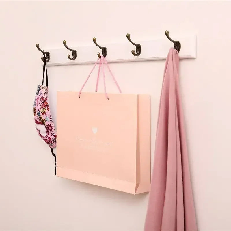 Porte manteau mural crochets rustique plateau bois massif