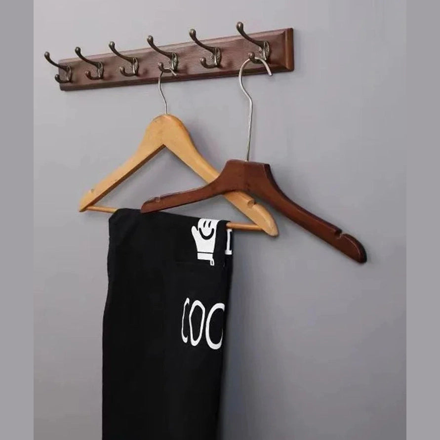 Porte manteau mural crochets rustique plateau bois massif