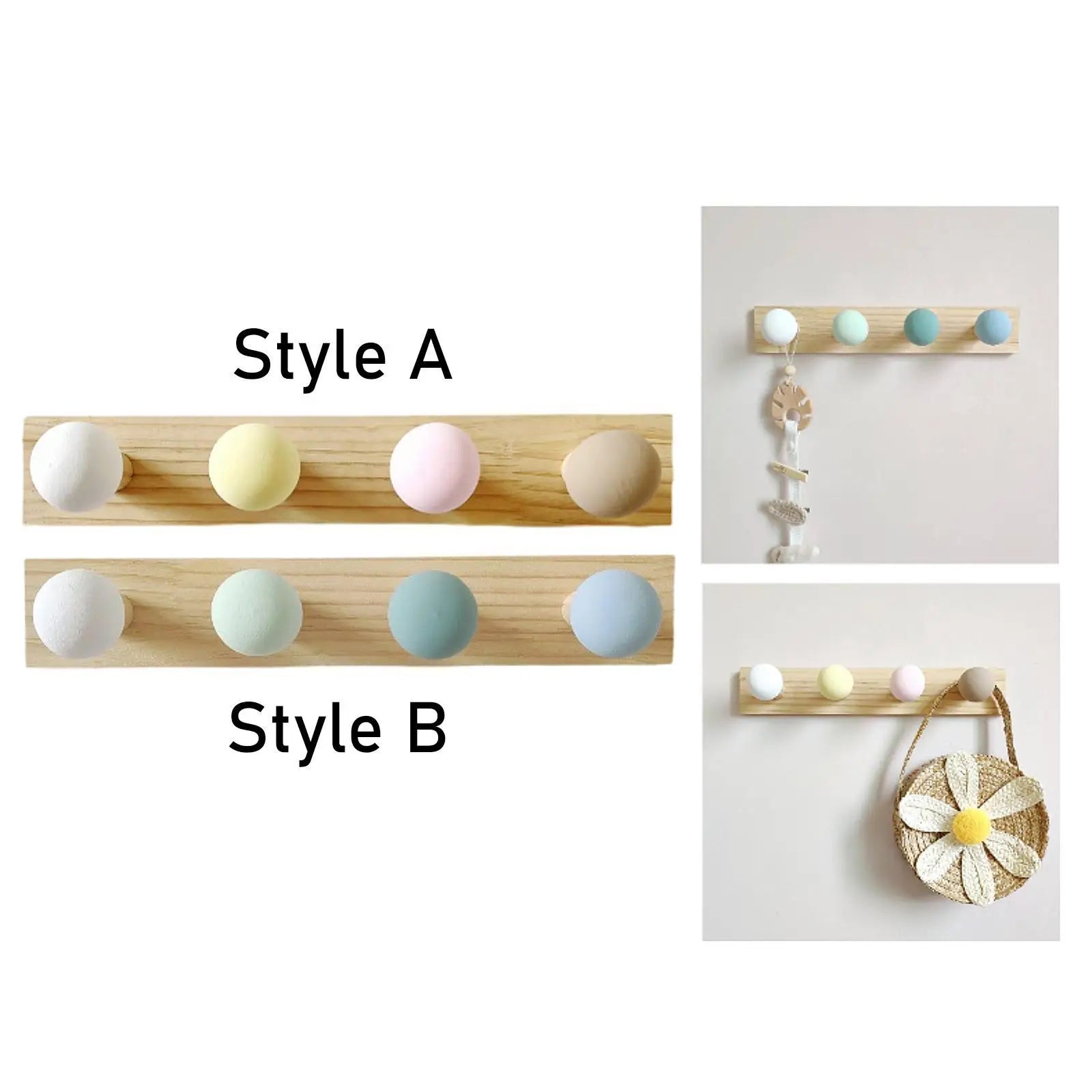 Porte manteau mural en bois avec crochets colorés