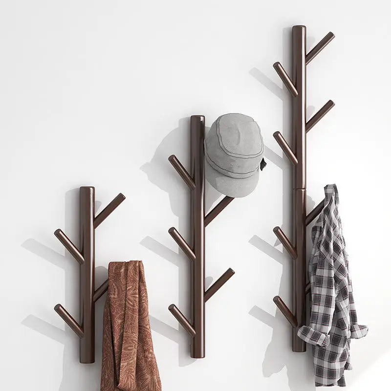 Porte manteau mural en bois clair branche d'arbre