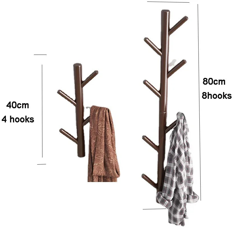 Porte manteau mural en bois clair branche d'arbre