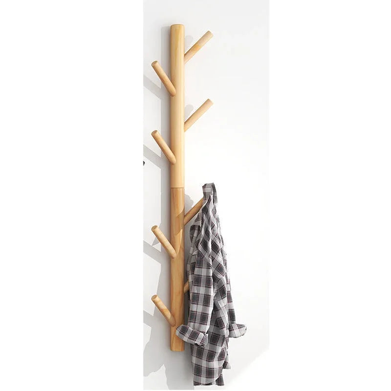 Porte manteau mural en bois clair branche d'arbre