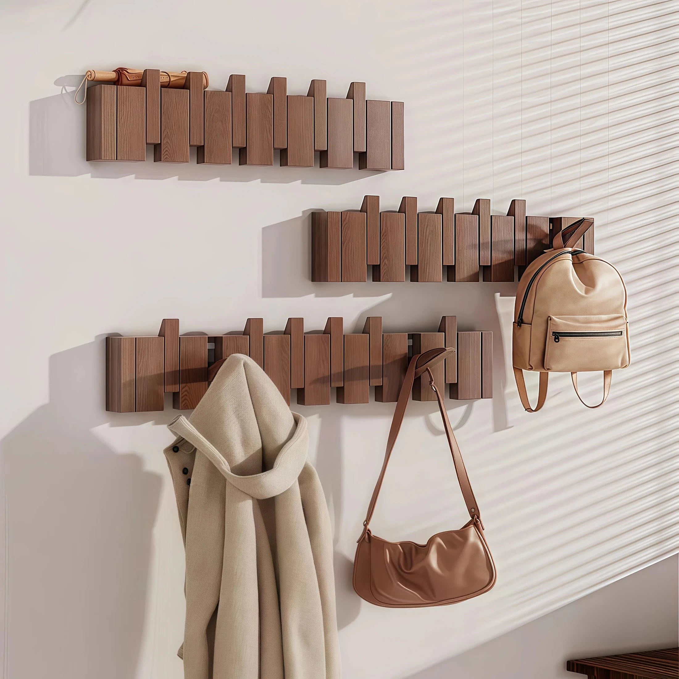 Porte manteau mural en bois design piano