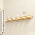 Porte manteau mural en bois marron crochet en métal noir