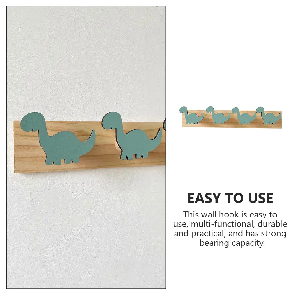 Porte manteau mural en bois motif dinosaure pour enfants