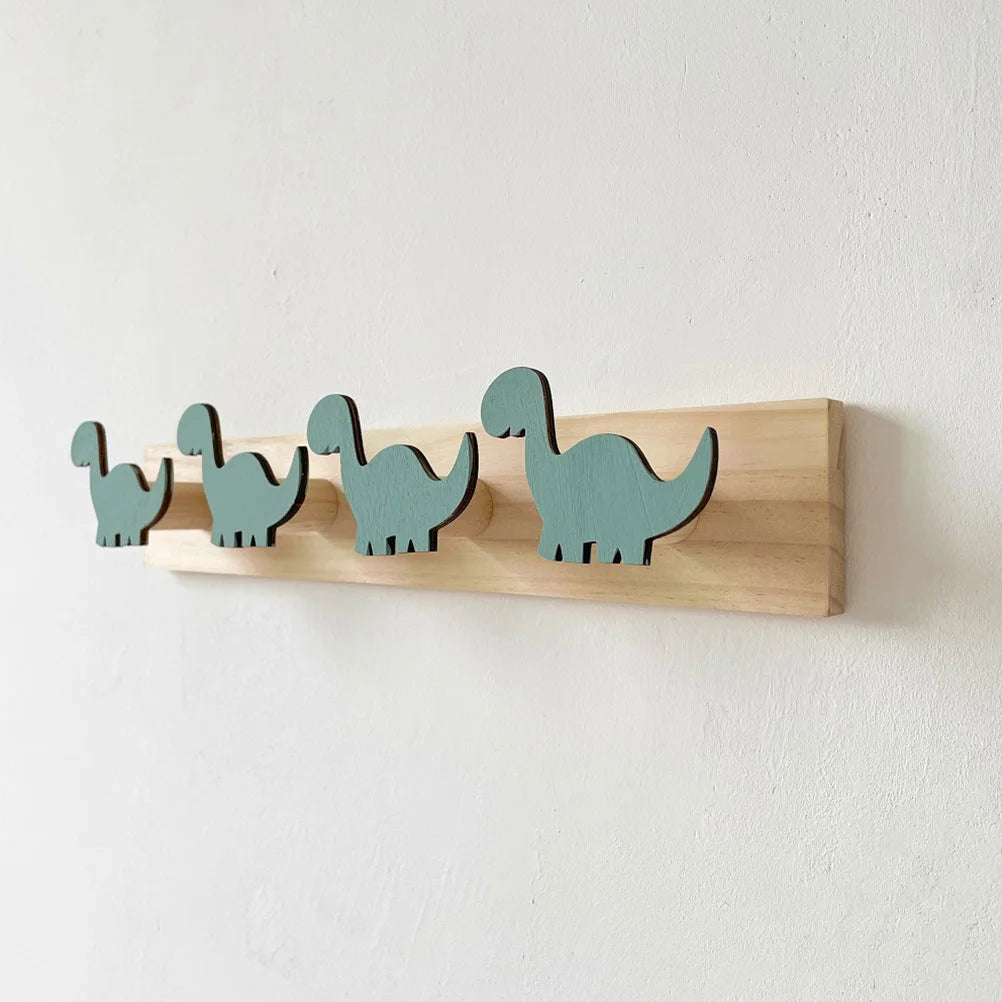 Porte manteau mural en bois motif dinosaure pour enfants