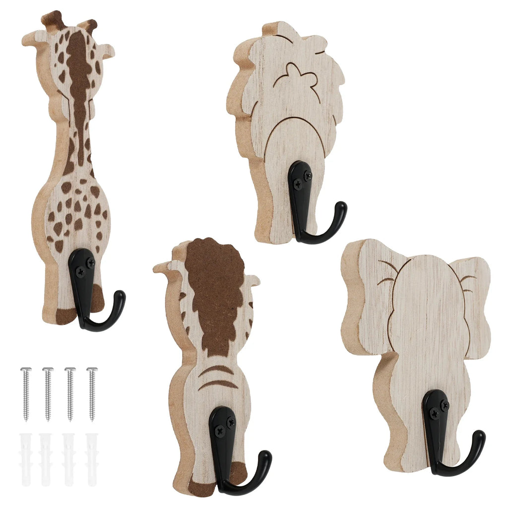 Porte manteau mural en bois à motifs pour enfants