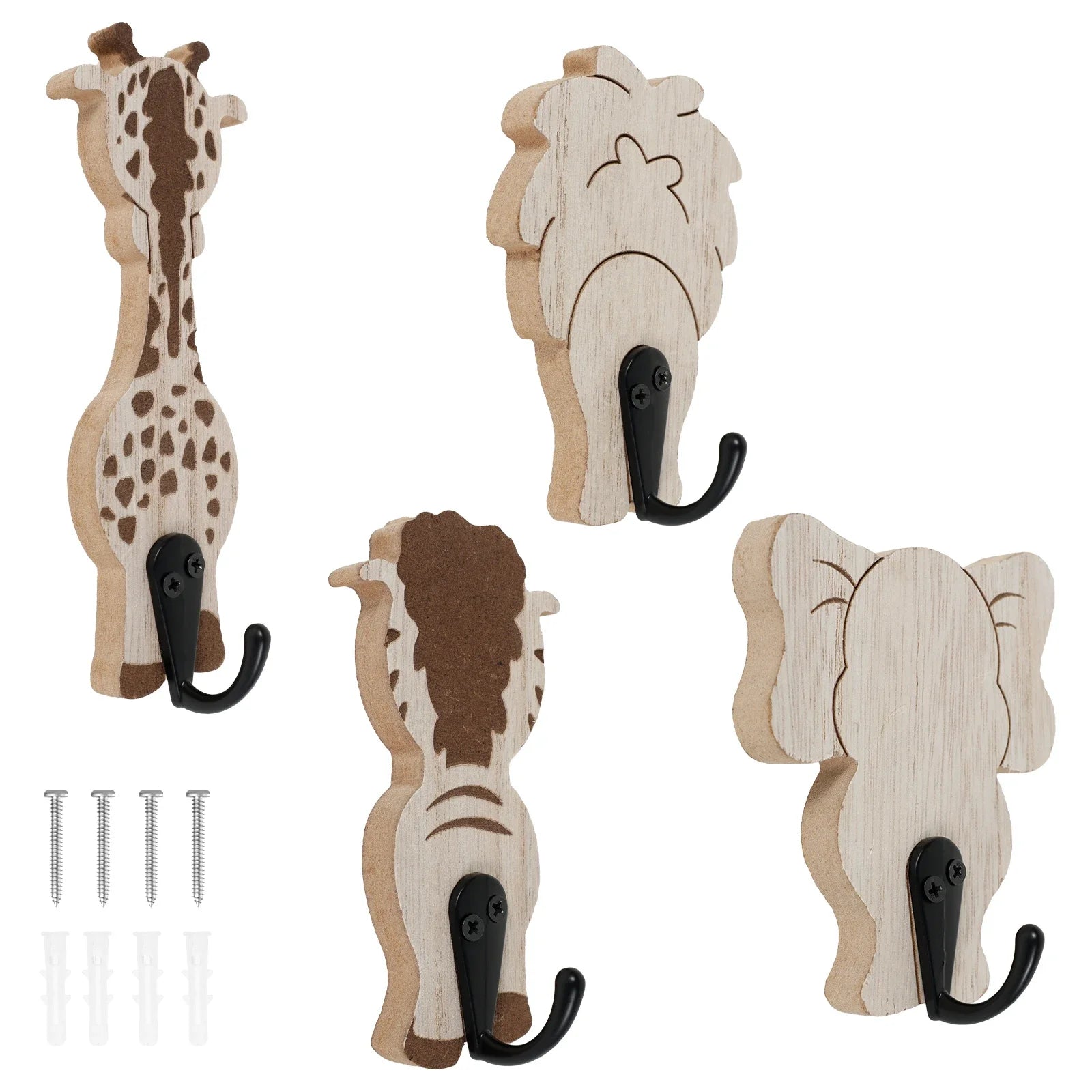 Porte manteau mural en bois à motifs pour enfants