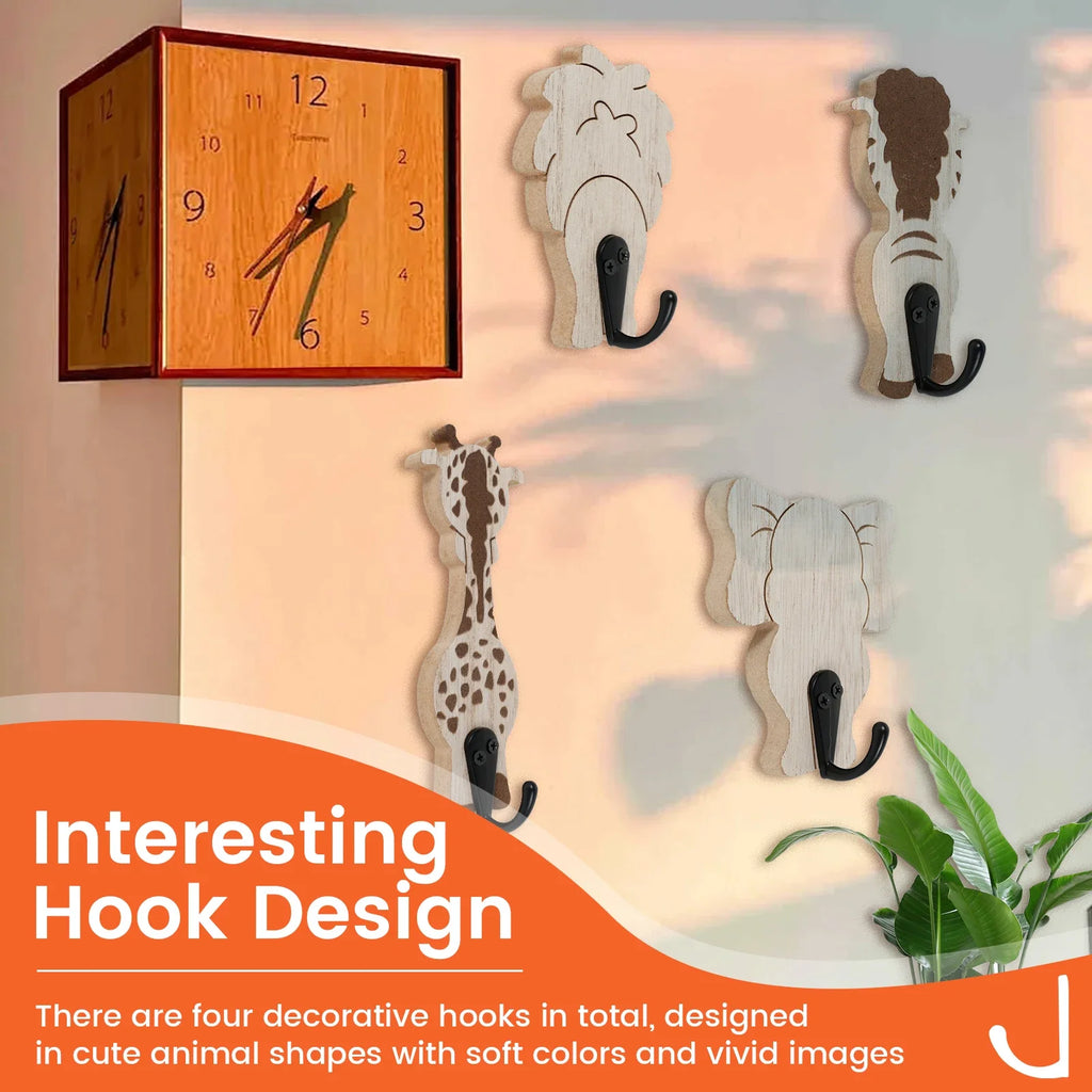Porte manteau mural en bois à motifs pour enfants