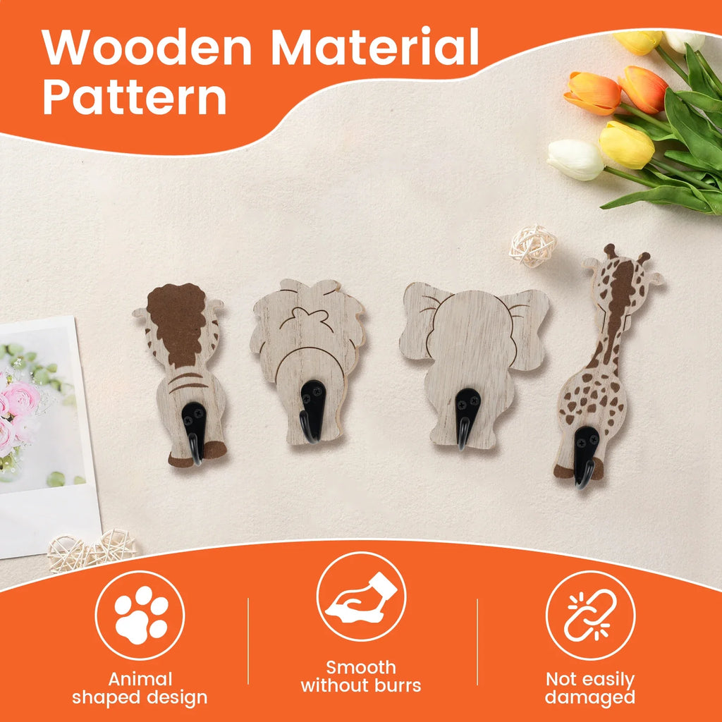 Porte manteau mural en bois à motifs pour enfants