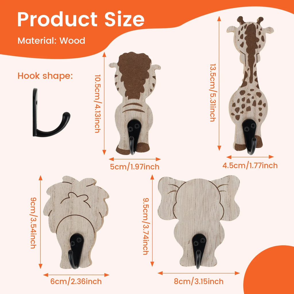 Porte manteau mural en bois à motifs pour enfants