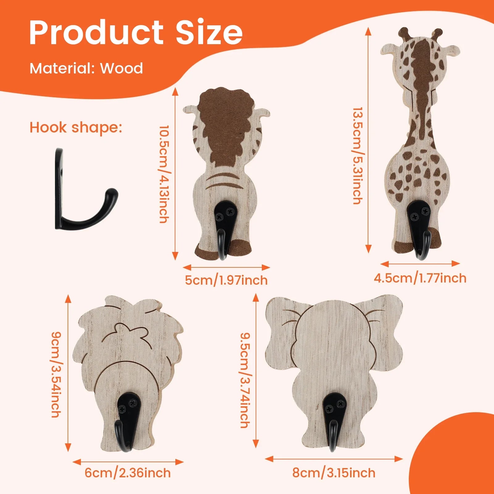 Porte manteau mural en bois à motifs pour enfants