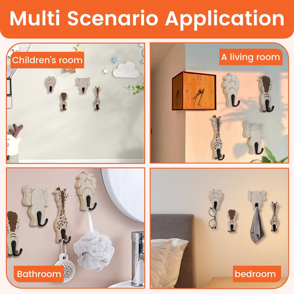Porte manteau mural en bois à motifs pour enfants