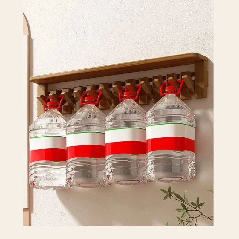 Porte manteau mural étagère en bois clair design piano