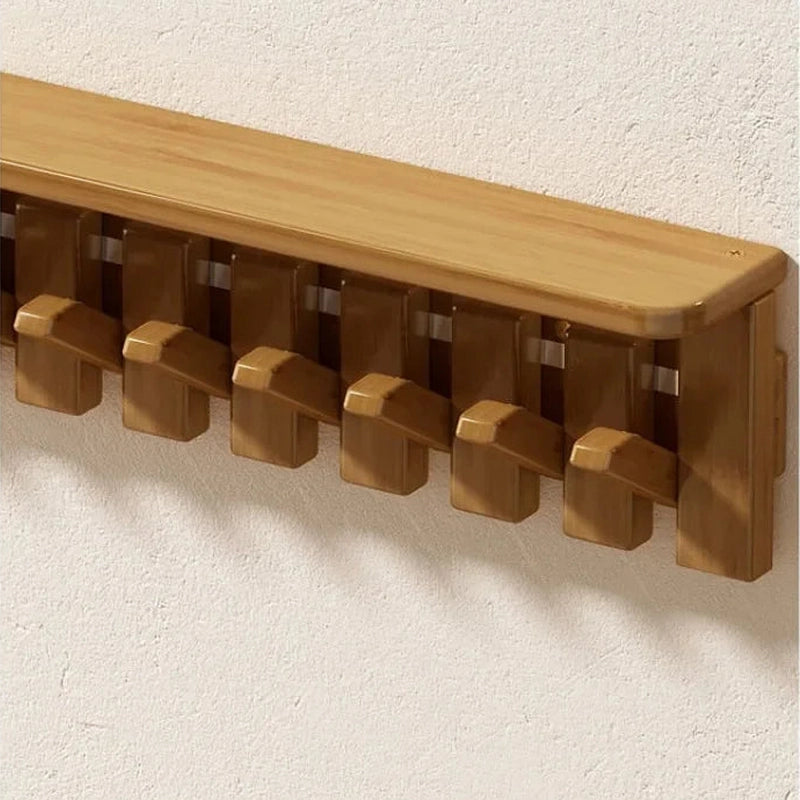 Porte manteau mural étagère en bois clair design piano