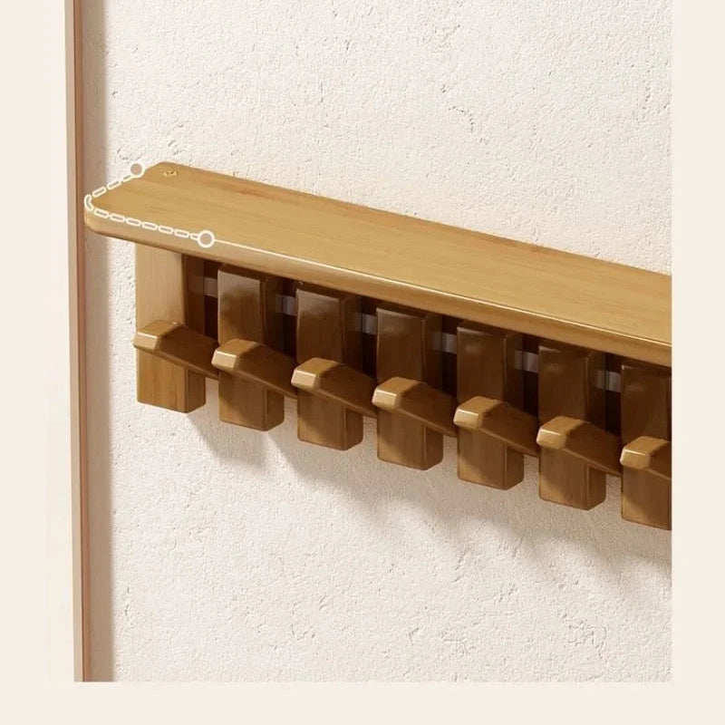 Porte manteau mural étagère en bois clair design piano