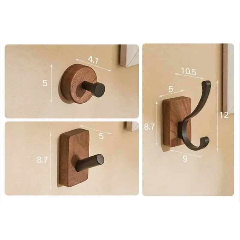 Porte manteau patère noir plateau en bois