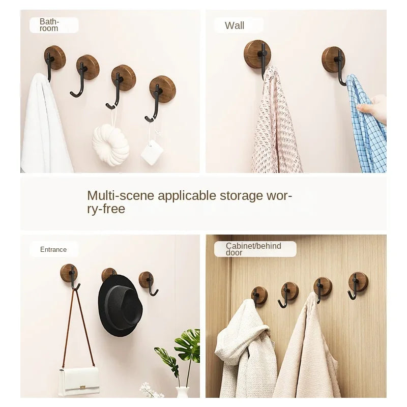 Porte manteau sans percer crochet auto adhésif simple en bois massif