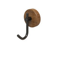 Dark walnut wood wall hook with matte black metal J-hook design