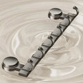 Minimalist silver 6-hook aluminum rack with ridged suction cup bases