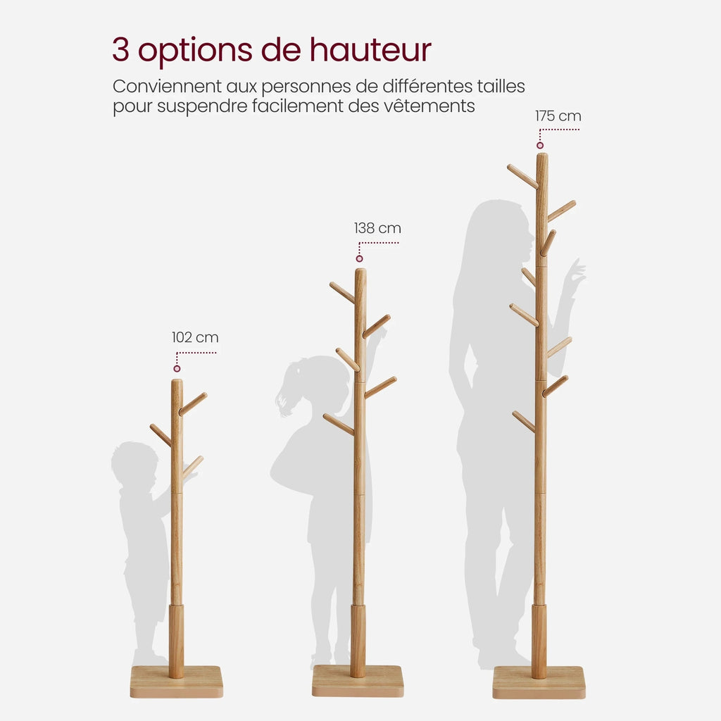 Porte manteau sur pied en bois d'hévéa