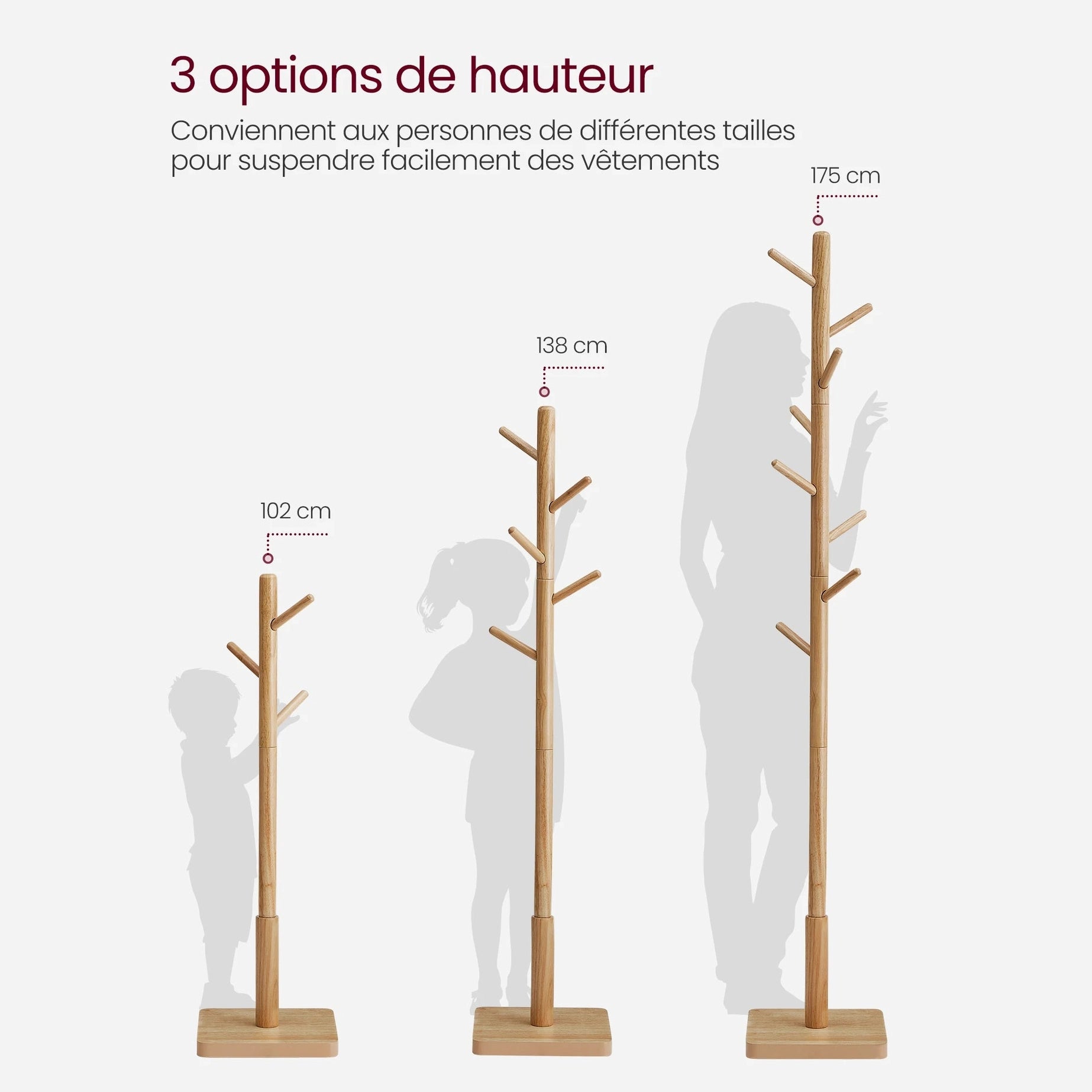 Porte manteau sur pied en bois d'hévéa