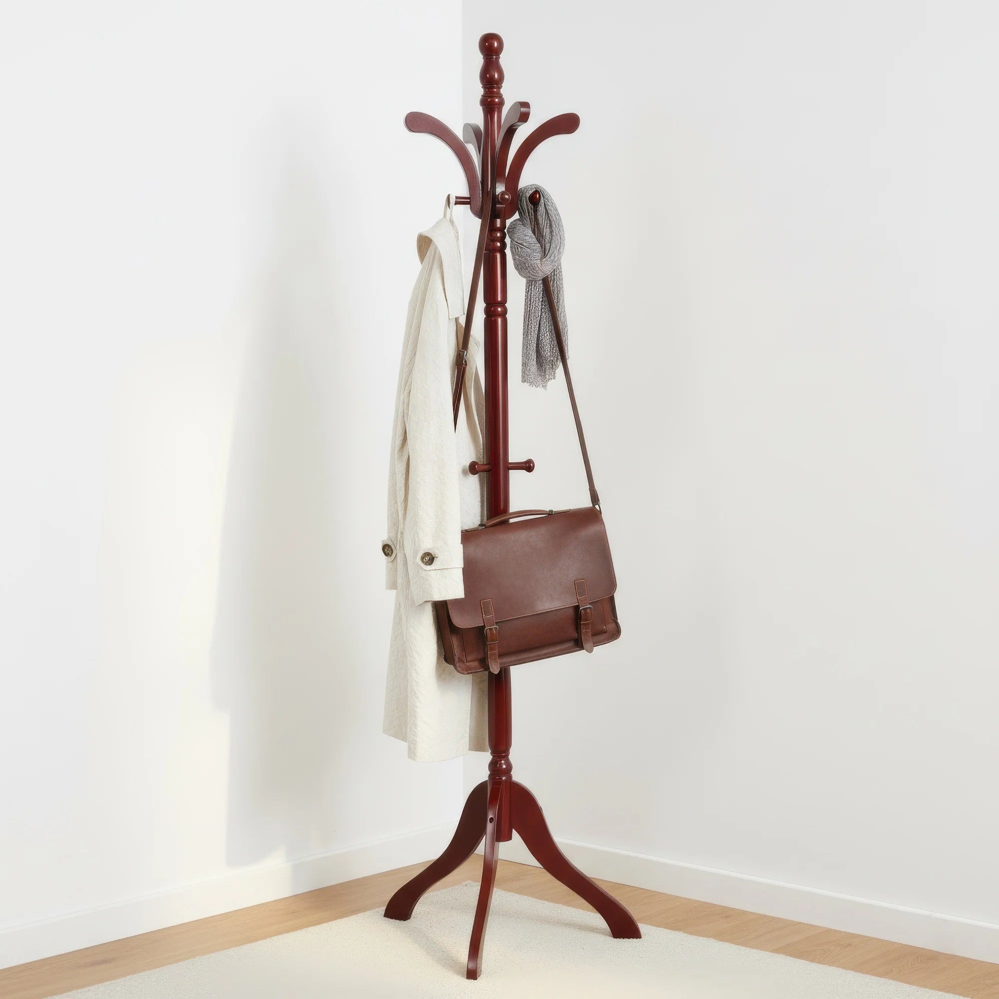 Porte manteau sur pied en bois de bouleau massif