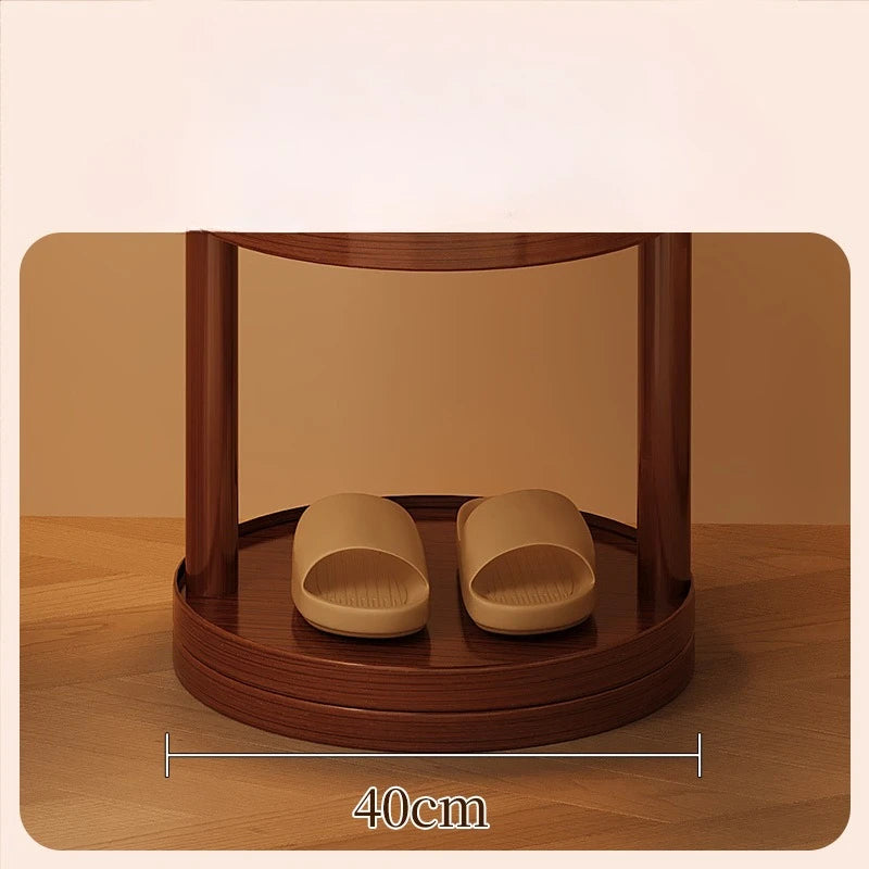 Porte manteau sur pied rotatif en bois massif avec étagères