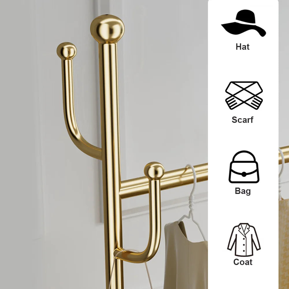 Porte manteau sur roulettes avec grand panier de rangement