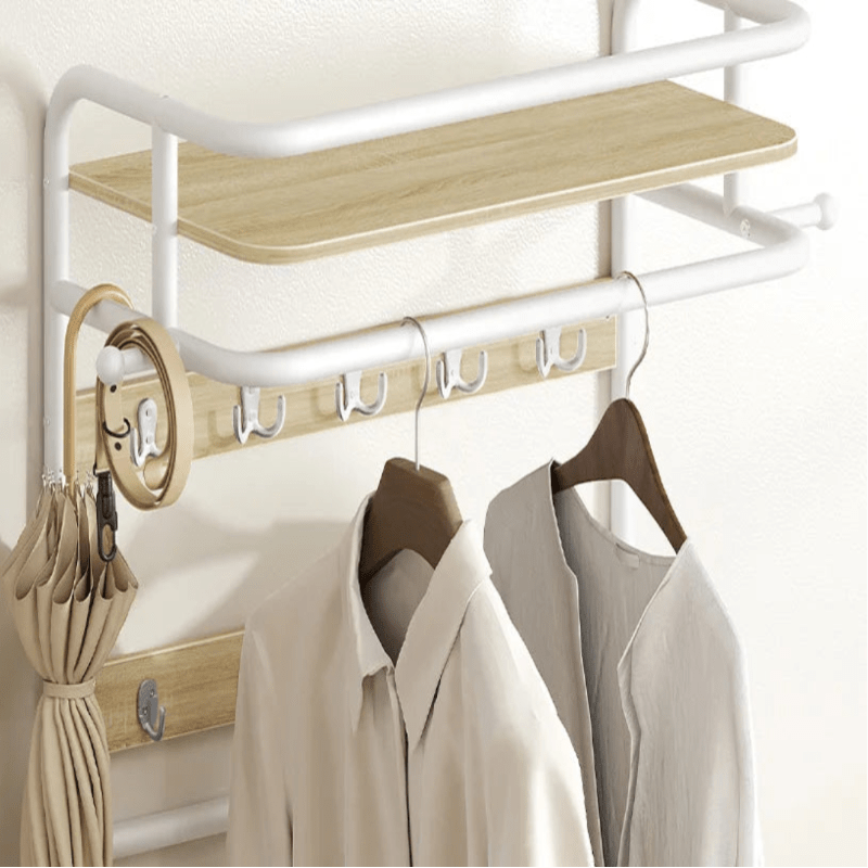 Porte manteau étager avec crochets 5 blanc  avec barre pour accrocher des sinters