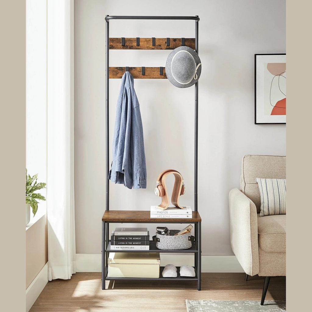 Porte manteau vestiaire avec banc et étagère