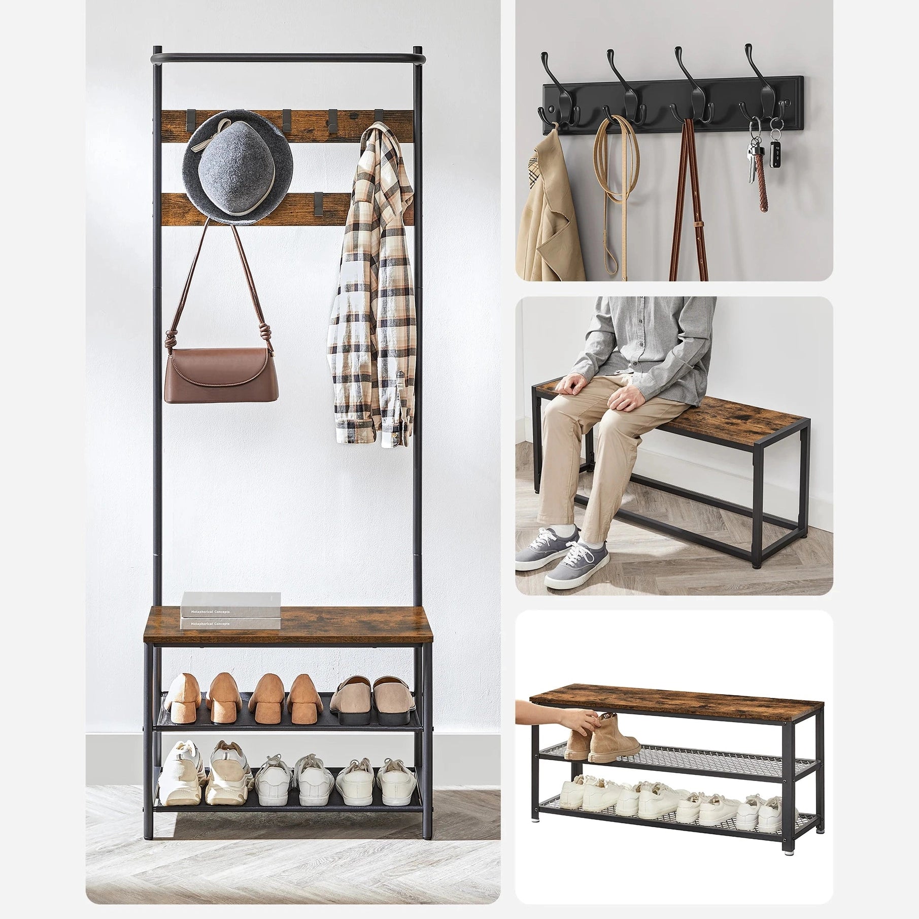 Porte manteau vestiaire avec banc et étagère