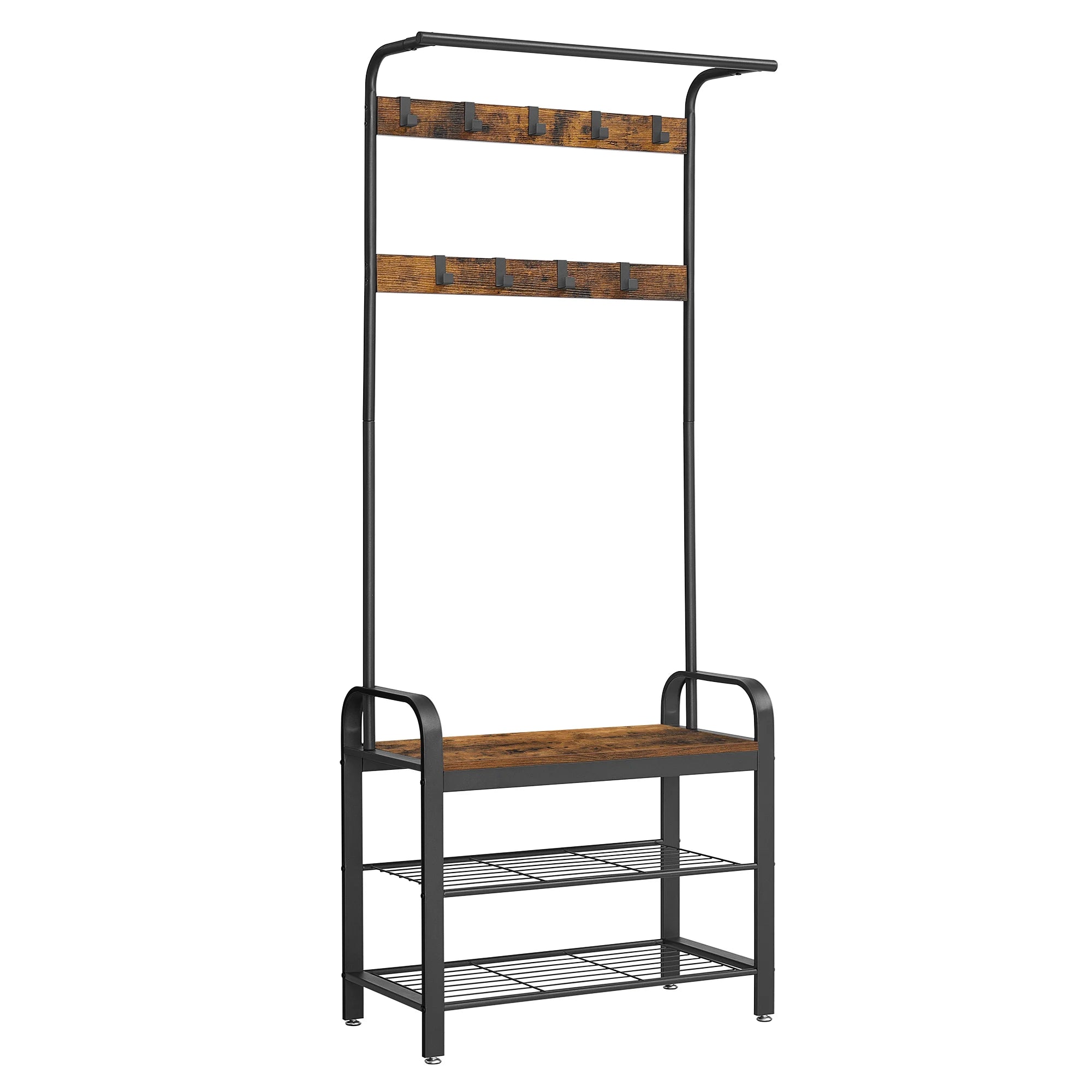 Porte manteau vestiaire avec étagères à chaussures 4 en 1