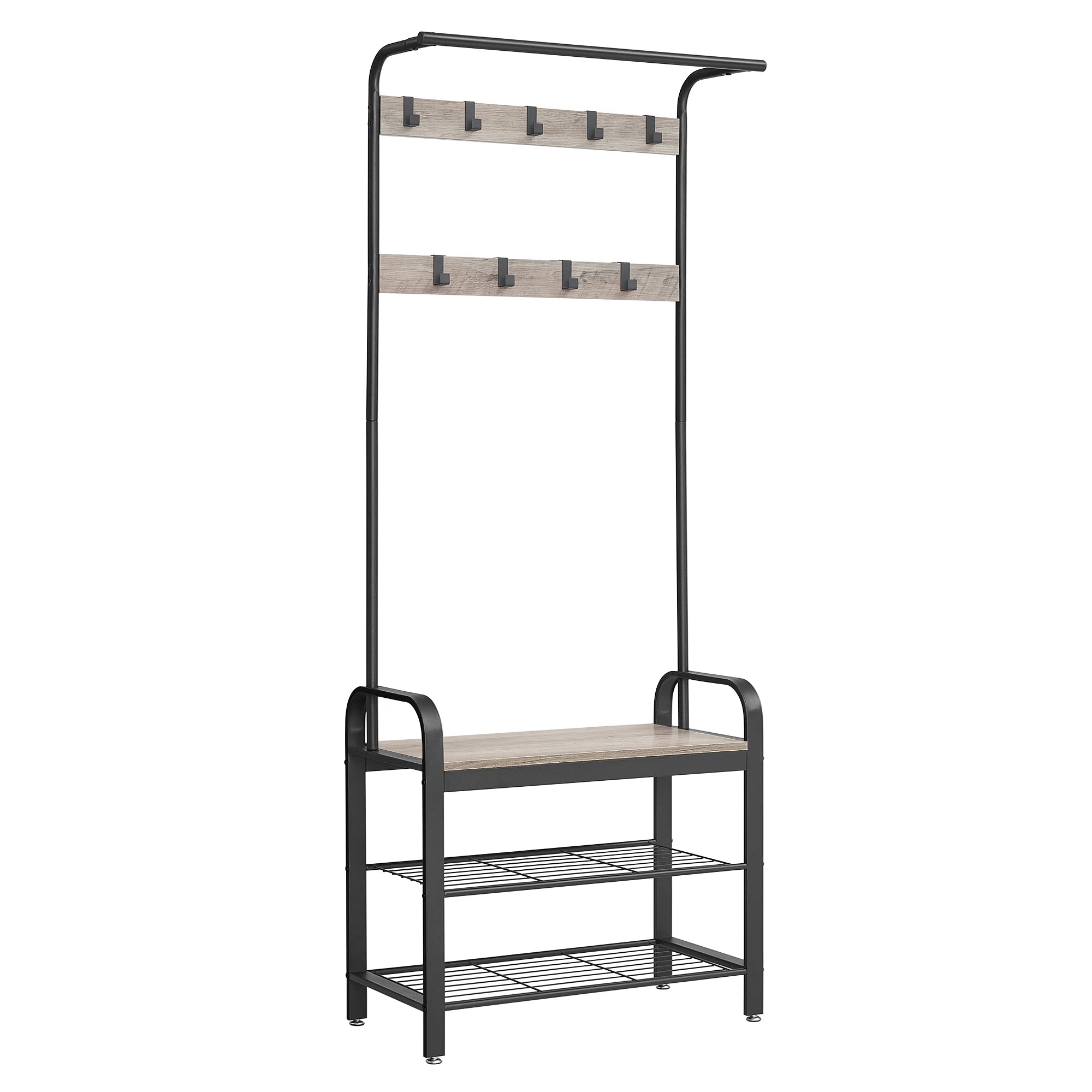 Porte manteau vestiaire avec étagères à chaussures 4 en 1