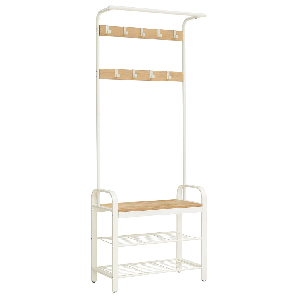 Porte manteau vestiaire avec étagères à chaussures 4 en 1
