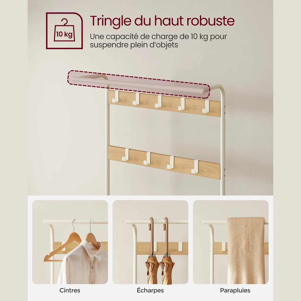 Porte manteau vestiaire avec étagères à chaussures 4 en 1